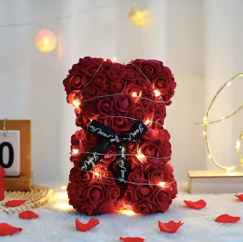 Nounours en roses éternelles