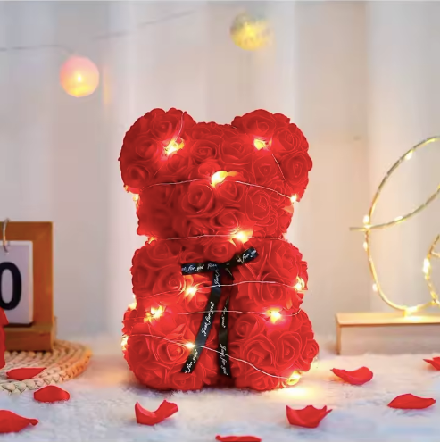 Nounours en roses éternelles