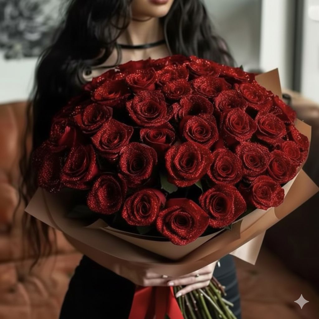 Bouquet de roses brillantes éternelles