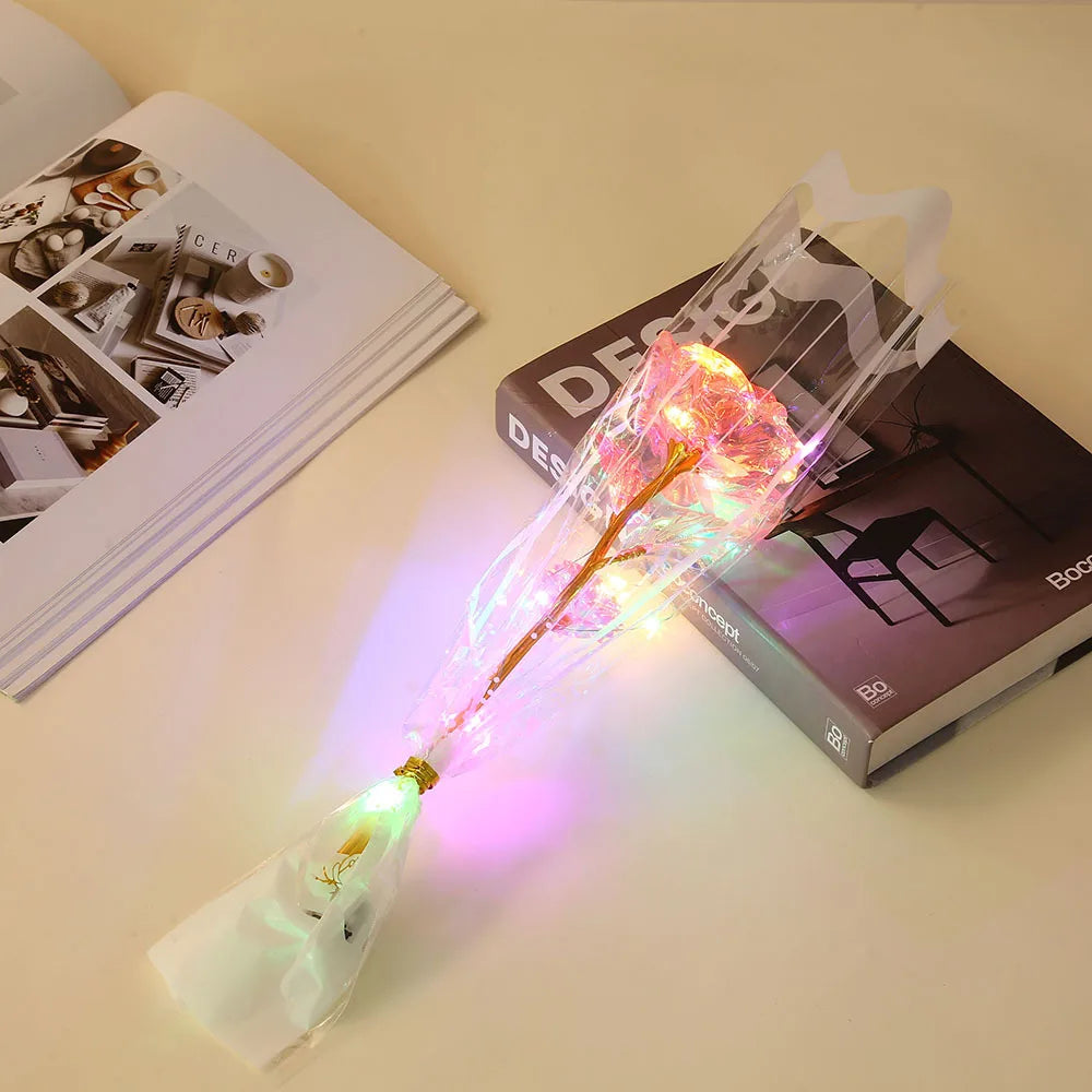 Rose LED en Feuille d’Or