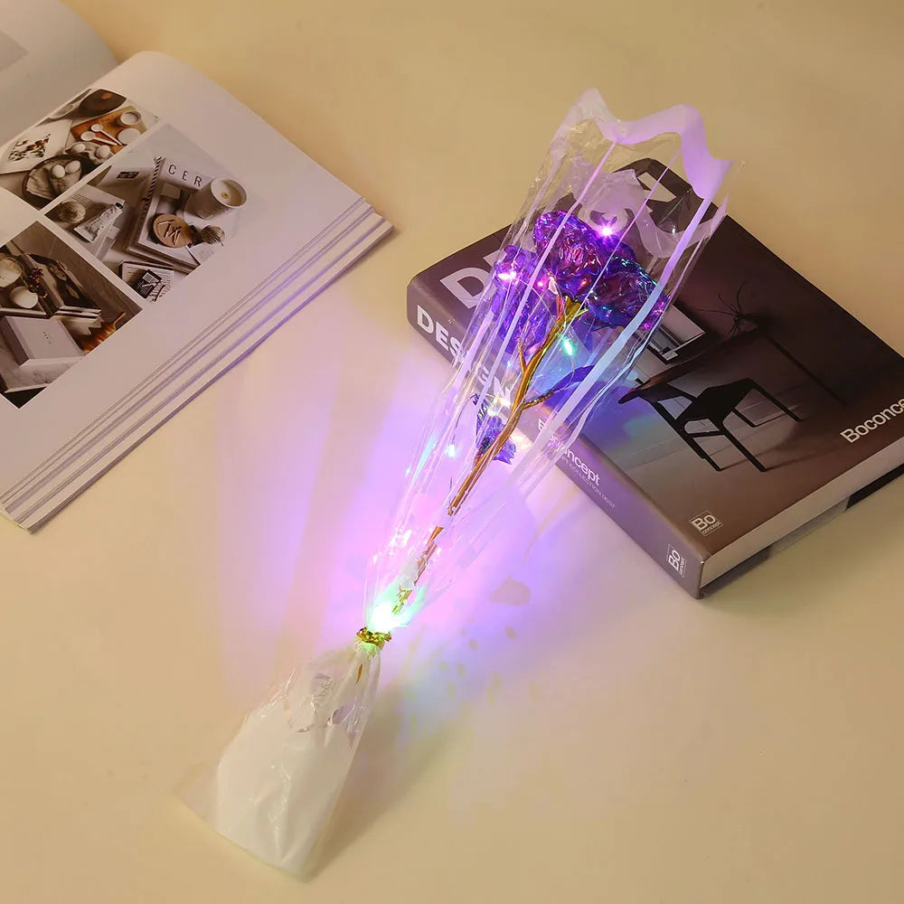 Gold Leaf LED Rose