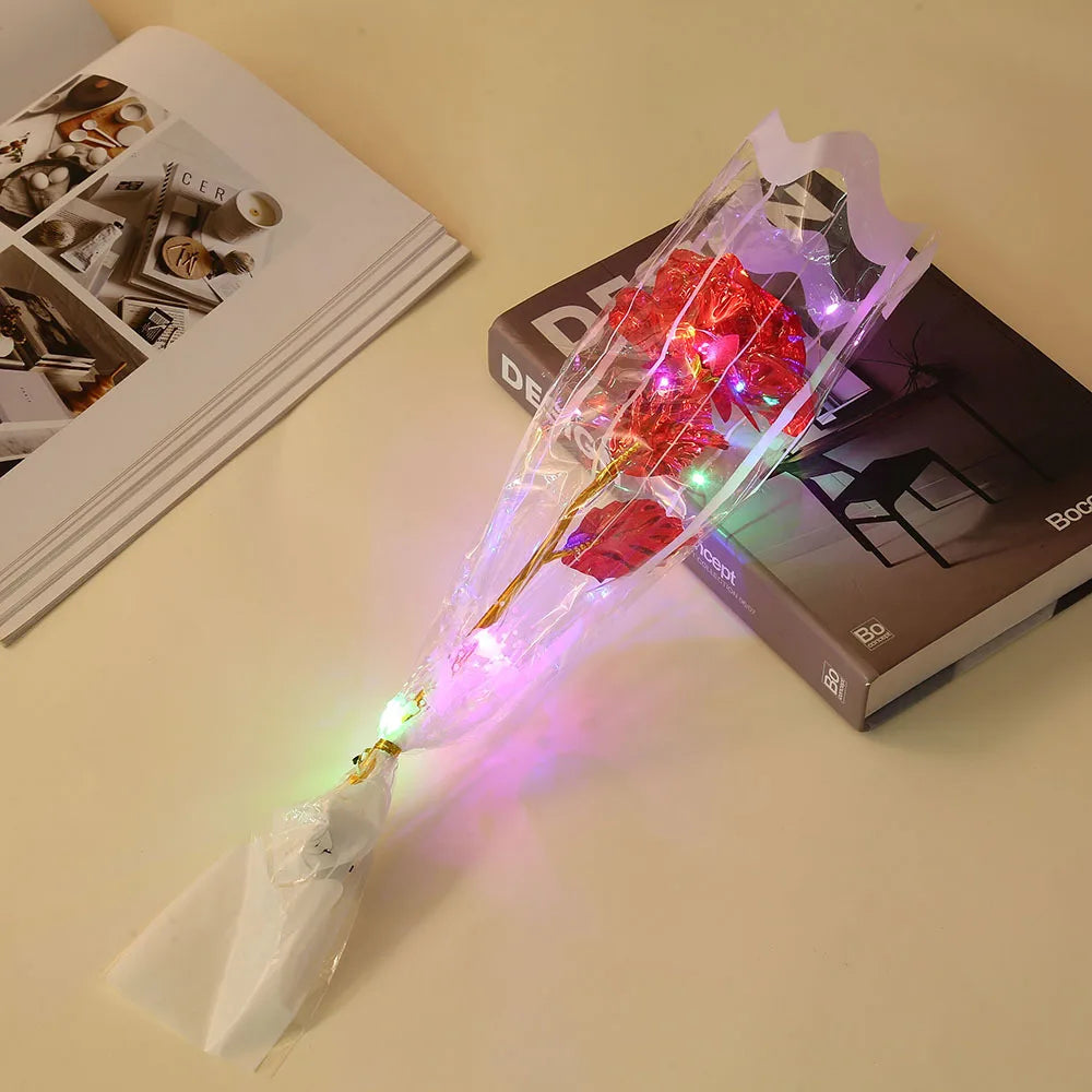 Rose LED en Feuille d’Or