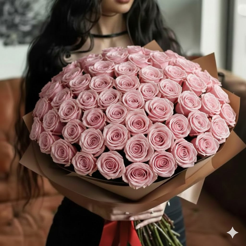 Bouquet de roses brillantes éternelles