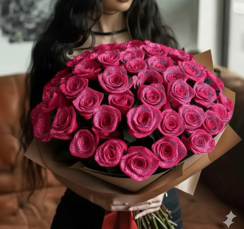 Bouquet de roses brillantes éternelles